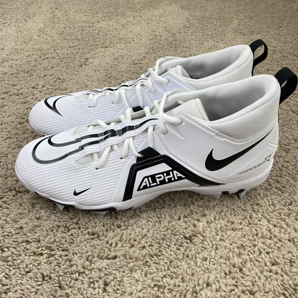 Nike Alpha Menace 3 Shark Mid Football Cleats Men's 12 White CV0582-100 - New - Picture 2 of 11
